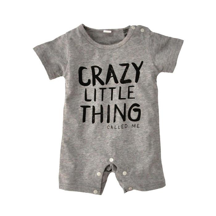 Ins Baby Jumpsuit One-piece Romper Pure Cotton Summer Autumn Crazy Little Thing Letters Infant Rompers Newborn Clothes LG83